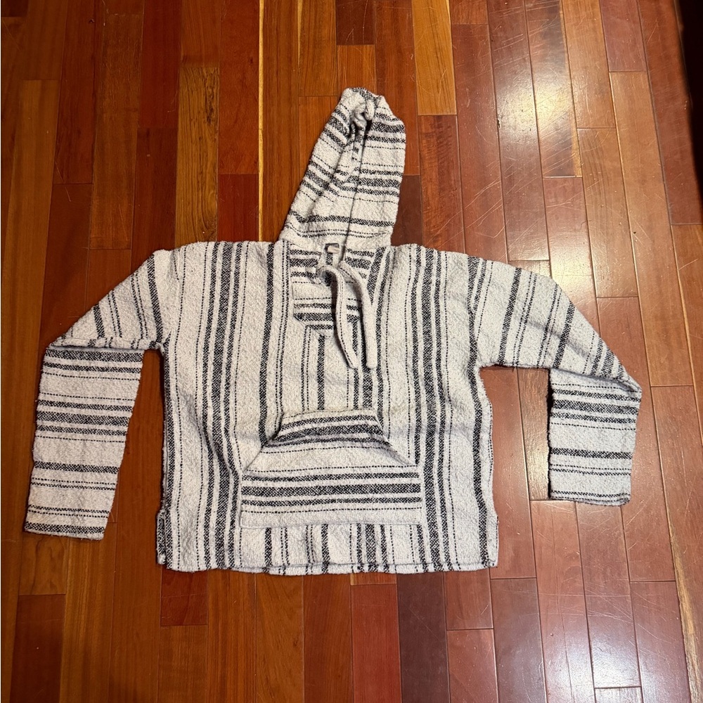 Striped Hooded Sweater in Black and White